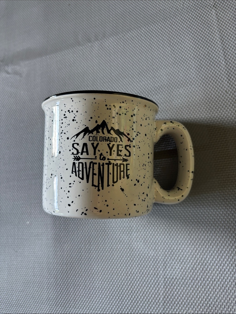 Liquid logic Say Yes to Adventure Colorado Speckled Ceramic Mug - White